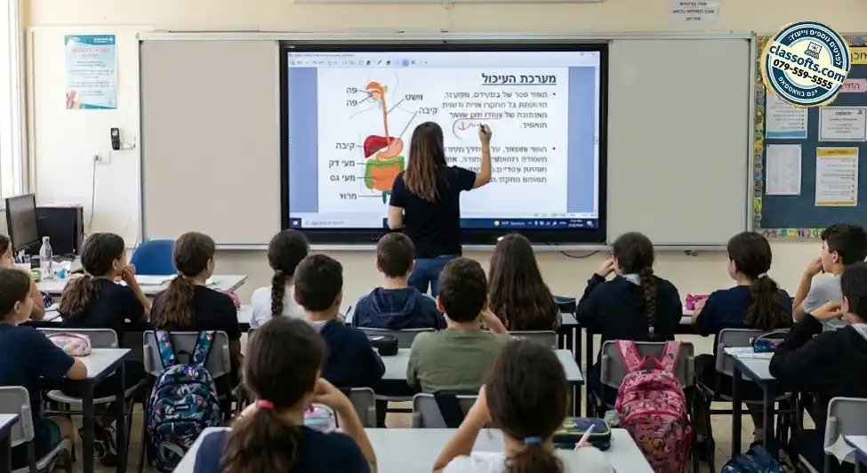 מסך אינטראקטיבי בכיתת לימוד